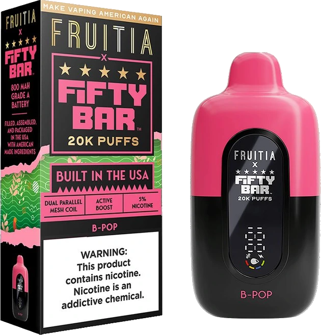 Fruitia 20000 Puff Disposable E-Cig by Fifty Bar 50mg 16mL image 1